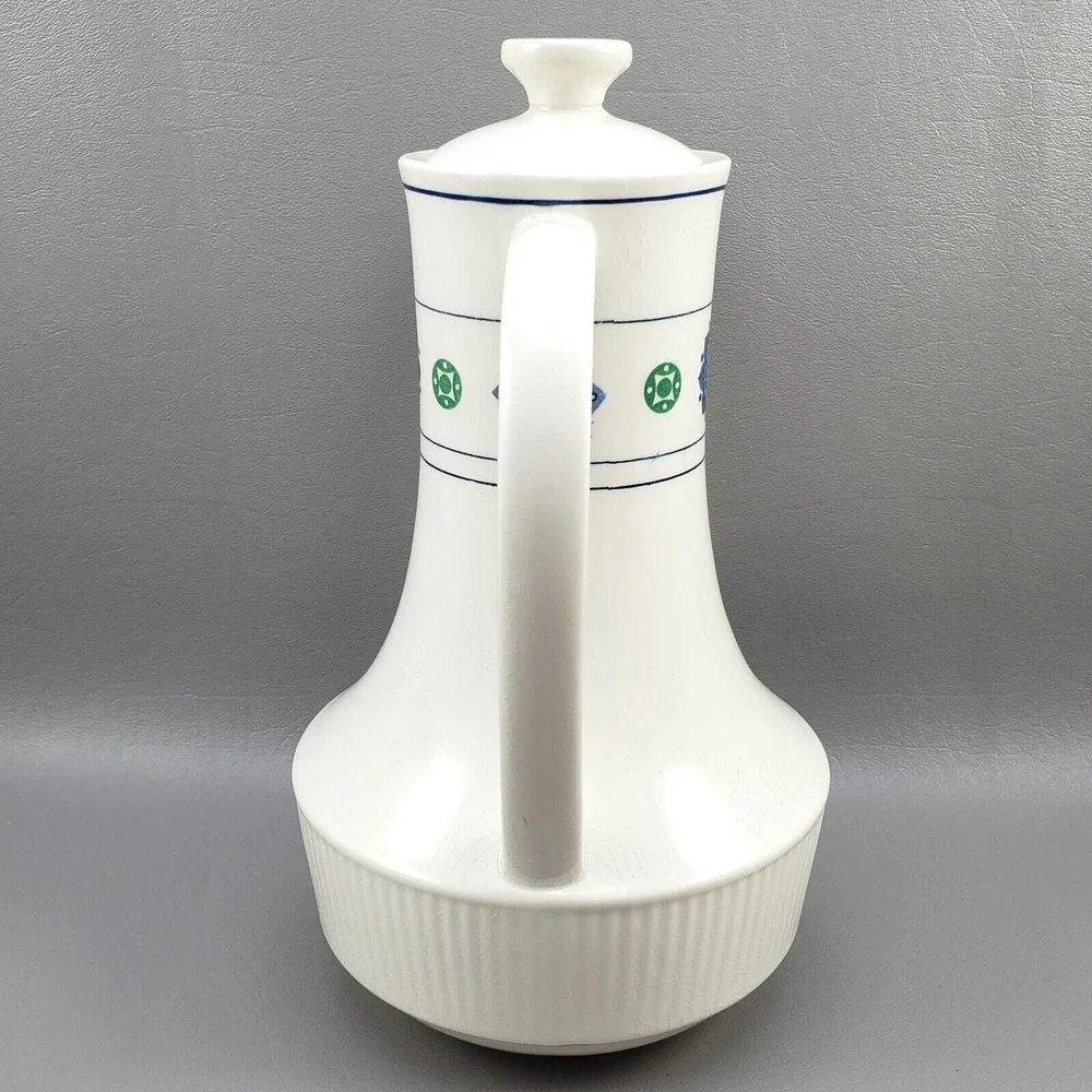 Amcrest Potomac Teapot Ironstone White BlueGreen Design 1960's MCM Japan Vintage
